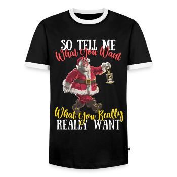 So tell me what you want, the New Year of - Men's Ringer Shirt - black/white - Front - AI Model Female 172 light (172cm) & AI Model Male 178 light (178cm)