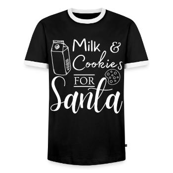 Milk biscuits for Santa's winter offer - Men's Ringer Shirt - black/white - Front - AI Model Female 172 light (172cm) & AI Model Male 178 light (178cm)