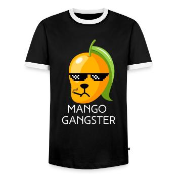 Mango Gangster Obst Zigarette Schwarze Brille - Männer Kontrast-T-Shirt - Schwarz/Weiß - Vorne - AI Model Female 172 light (172cm) & AI Model Male 178 light (178cm)