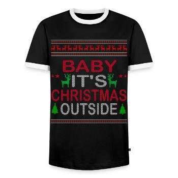 Bébé, c’est Noël dehors - T-shirt contrasté Homme - noir/blanc - Devant - AI Model Female 172 light (172cm) & AI Model Male 178 light (178cm)