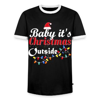 Bébé, c’est Noël à l’extérieur du - T-shirt contrasté Homme - noir/blanc - Devant - AI Model Female 172 light (172cm) & AI Model Male 178 light (178cm)