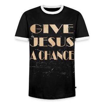 Geben Sie Jesus Eine Zufällige Glaubensgrunge - Männer Kontrast-T-Shirt - Schwarz/Weiß - Vorne - AI Model Female 172 light (172cm) & AI Model Male 178 light (178cm)