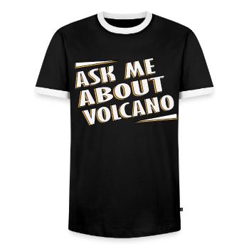Ask me for a gift with volcano - Men's Ringer Shirt - black/white - Front - AI Model Female 172 light (172cm) & AI Model Male 178 light (178cm)