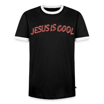 Jesus Ist Cooler Glaube Bibel Zitat Kirche - Männer Kontrast-T-Shirt - Schwarz/Weiß - Vorne - AI Model Female 172 light (172cm) & AI Model Male 178 light (178cm)