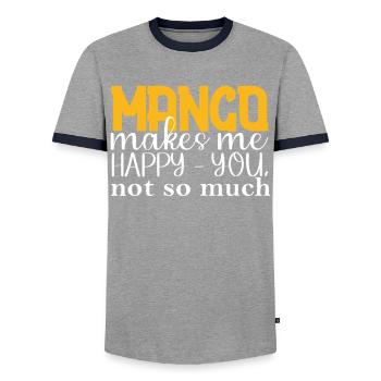 Mango Macht Mich Froh, Dass Sie Nicht So Viel - Männer Kontrast-T-Shirt - Grau/Navy  - Vorne - AI Model Female 172 light (172cm) & AI Model Male 178 light (178cm)