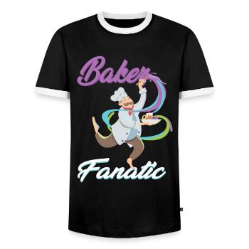 Baker Fanatic Cook Chef Cookies Christmas Magic - Men's Ringer Shirt - black/white - Front - AI Model Female 172 light (172cm) & AI Model Male 178 light (178cm)