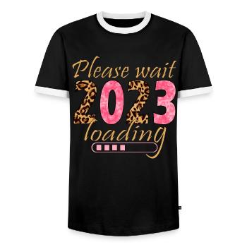 Veuillez patienter 2023 Léopards de Noël 2023 - T-shirt contrasté Homme - noir/blanc - Devant - AI Model Female 172 light (172cm) & AI Model Male 178 light (178cm)
