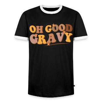 Oh bonne sauce citation dîner nourriture délicieuse - T-shirt contrasté Homme - noir/blanc - Devant - AI Model Female 172 light (172cm) & AI Model Male 178 light (178cm)