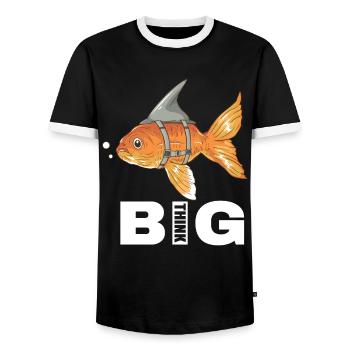 Big Think Goldfish Shark Fins Sea Citation - T-shirt contrasté Homme - noir/blanc - Devant - AI Model Female 172 light (172cm) & AI Model Male 178 light (178cm)