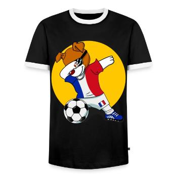 France Soccer UK Uniformes Jack Russell - T-shirt contrasté Homme - noir/blanc - Devant - AI Model Female 172 light (172cm) & AI Model Male 178 light (178cm)