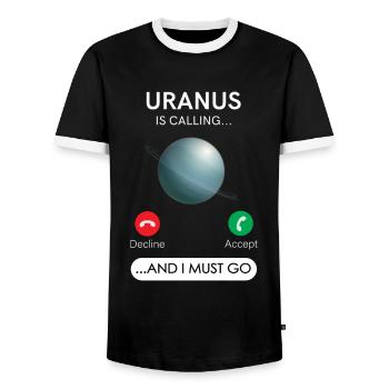 Uranus Ruft An Und Ich Muss Ablehnen, Akzeptieren - Männer Kontrast-T-Shirt - Schwarz/Weiß - Vorne - AI Model Female 172 light (172cm) & AI Model Male 178 light (178cm)