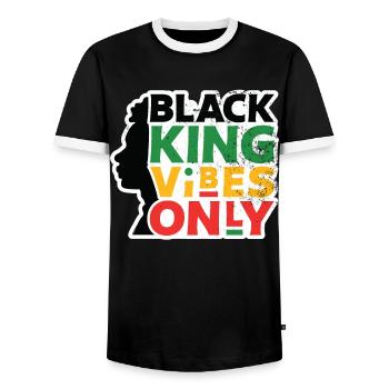 Black King ne résonne qu’avec les traditions - T-shirt contrasté Homme - noir/blanc - Devant - AI Model Female 172 light (172cm) & AI Model Male 178 light (178cm)