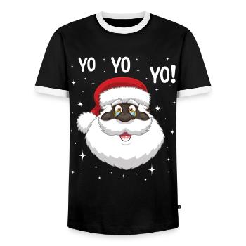Black Santa Claus Imani Faith - Men's Ringer Shirt - black/white - Front - AI Model Female 172 light (172cm) & AI Model Male 178 light (178cm)