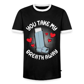 Tu me coupes le souffle asthme autre moitié coeur - T-shirt contrasté Homme - noir/blanc - Devant - AI Model Female 172 light (172cm) & AI Model Male 178 light (178cm)