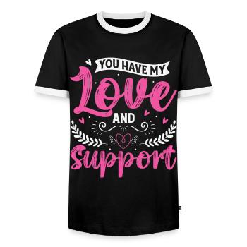 You have my love and support gift - Men's Ringer Shirt - black/white - Front - AI Model Female 172 light (172cm) & AI Model Male 178 light (178cm)