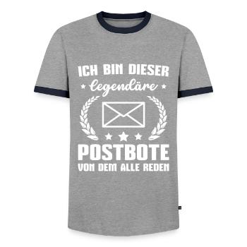 Post Paketbote Briefträger Postbote - Männer Kontrast-T-Shirt - Grau/Navy  - Vorne - AI Model Female 172 light (172cm) & AI Model Male 178 light (178cm)