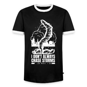 Ich Jage Nicht Immer Stürme, Oh Warte, Ich Tue Es - Männer Kontrast-T-Shirt - Schwarz/Weiß - Vorne - AI Model Female 172 light (172cm) & AI Model Male 178 light (178cm)