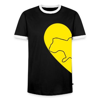 Ukraine Contour Map Love for the couple Heart Flag - Men's Ringer Shirt - black/white - Front - AI Model Female 172 light (172cm) & AI Model Male 178 light (178cm)
