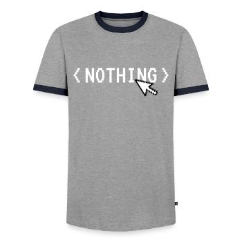 Nothing Computer Code Mouse Programmer Humor - Men's Ringer Shirt - grey/navy  - Front - AI Model Female 172 light (172cm) & AI Model Male 178 light (178cm)