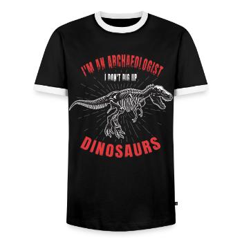 Je suis archéologue et je ne déterre pas les dinosaures - T-shirt contrasté Homme - noir/blanc - Devant - AI Model Female 172 light (172cm) & AI Model Male 178 light (178cm)