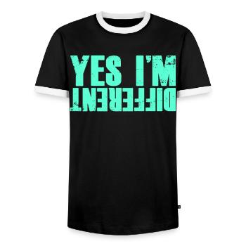 Yes, I am another gift party myself - Men's Ringer Shirt - black/white - Front - AI Model Female 172 light (172cm) & AI Model Male 178 light (178cm)