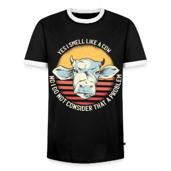 I smell like a cow - Men's Ringer Shirt - black/white - Front - AI Model Female 172 light (172cm) & AI Model Male 178 light (178cm)
