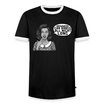 Schlagzeuger Können Die Ganze Nacht Lang Mädchen - Männer Kontrast-T-Shirt - Schwarz/Weiß - Vorne - AI Model Female 172 light (172cm) & AI Model Male 178 light (178cm)