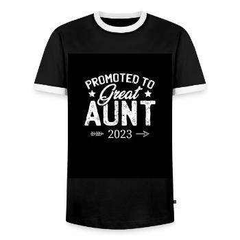 Promotion à la parenté grand-tante 2023 - T-shirt contrasté Homme - noir/blanc - Devant - AI Model Female 172 light (172cm) & AI Model Male 178 light (178cm)