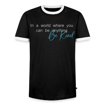 En paix, soyez gentils - T-shirt contrasté Homme - noir/blanc - Devant - AI Model Female 172 light (172cm) & AI Model Male 178 light (178cm)