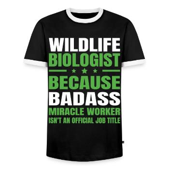 Wildtierbiologe, Weil Knallharter Wundertäter - Männer Kontrast-T-Shirt - Schwarz/Weiß - Vorne - AI Model Female 172 light (172cm) & AI Model Male 178 light (178cm)