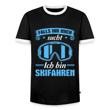 Skifahren Spruch Wintersport Skibrille Skifahrer - Männer Kontrast-T-Shirt - Schwarz/Weiß - Vorne - AI Model Female 172 light (172cm) & AI Model Male 178 light (178cm)
