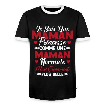 Je Suis Une Maman Princesse Carrément Plus Belle - T-shirt contrasté Homme - noir/blanc - Devant - AI Model Female 172 light (172cm) & AI Model Male 178 light (178cm)