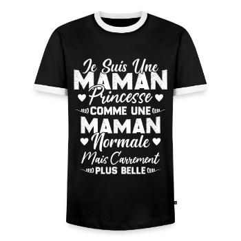 Je Suis Une Maman Princesse Carrément Plus Belle - T-shirt contrasté Homme - noir/blanc - Devant - AI Model Female 172 light (172cm) & AI Model Male 178 light (178cm)
