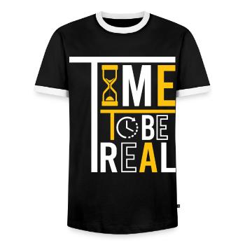 Être une vraie personne - T-shirt contrasté Homme - noir/blanc - Devant - AI Model Female 172 light (172cm) & AI Model Male 178 light (178cm)