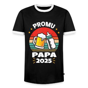 Promoted to Future Dad 2025 - Men's Ringer Shirt - black/white - Front - AI Model Female 172 light (172cm) & AI Model Male 178 light (178cm)
