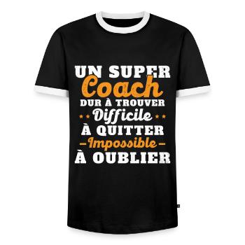 Humour coach sportif entraineur super coach - T-shirt contrasté Homme - noir/blanc - Devant - AI Model Female 172 light (172cm) & AI Model Male 178 light (178cm)