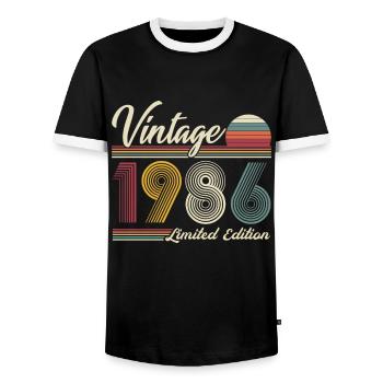 40 Ans 1986 Vintage Rétro Cadeau D'anniversaire - T-shirt contrasté Homme - noir/blanc - Devant - AI Model Female 172 light (172cm) & AI Model Male 178 light (178cm)