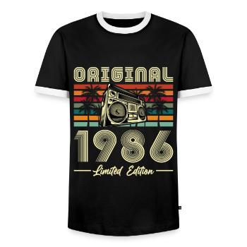 40 Ans 1986 Vintage Rétro Cadeau D'anniversaire - T-shirt contrasté Homme - noir/blanc - Devant - AI Model Female 172 light (172cm) & AI Model Male 178 light (178cm)