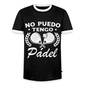Je ne peux pas J’ai Padel Tennis Joueurs de padel - T-shirt contrasté Homme - noir/blanc - Devant - AI Model Female 172 light (172cm) & AI Model Male 178 light (178cm)