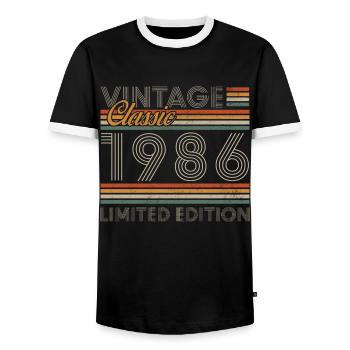 40 Ans 1986 Vintage Rétro Cadeau D'anniversaire - T-shirt contrasté Homme - noir/blanc - Devant - AI Model Female 172 light (172cm) & AI Model Male 178 light (178cm)