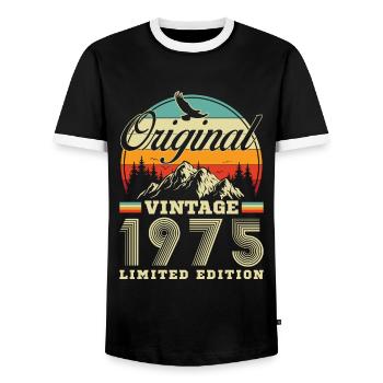 1975 Vintage Retro Geburtstagsgeschenk - Männer Kontrast-T-Shirt - Schwarz/Weiß - Vorne - AI Model Female 172 light (172cm) & AI Model Male 178 light (178cm)