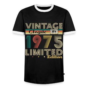 1975 Vintage Retro Geburtstagsgeschenk - Männer Kontrast-T-Shirt - Schwarz/Weiß - Vorne - AI Model Female 172 light (172cm) & AI Model Male 178 light (178cm)
