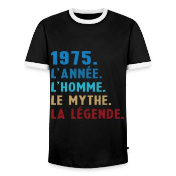 1975 Année Homme Mythe Légende - T-shirt contrasté Homme - noir/blanc - Devant - AI Model Female 172 light (172cm) & AI Model Male 178 light (178cm)