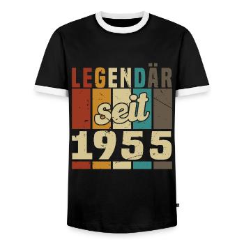 Légende depuis 1955 - T-shirt contrasté Homme - noir/blanc - Devant - AI Model Female 172 light (172cm) & AI Model Male 178 light (178cm)