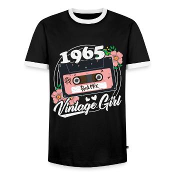 60 Jahre Vintage Frauen 1965 Geburtstag - Männer Kontrast-T-Shirt - Schwarz/Weiß - Vorne - AI Model Female 172 light (172cm) & AI Model Male 178 light (178cm)