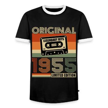 1955 Vintage 70 Jahre Geburtstagsgeschenk - Männer Kontrast-T-Shirt - Schwarz/Weiß - Vorne - AI Model Female 172 light (172cm) & AI Model Male 178 light (178cm)
