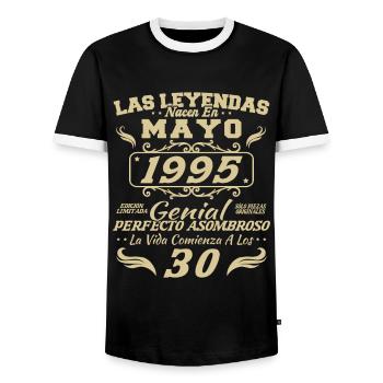 Mai 1995 Vintage Geburtstagsgeschenk - Männer Kontrast-T-Shirt - Schwarz/Weiß - Vorne - AI Model Female 172 light (172cm) & AI Model Male 178 light (178cm)