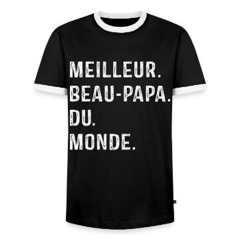 Best Father-in-Law In The World Father's Day - Men's Ringer Shirt - black/white - Front - AI Model Female 172 light (172cm) & AI Model Male 178 light (178cm)