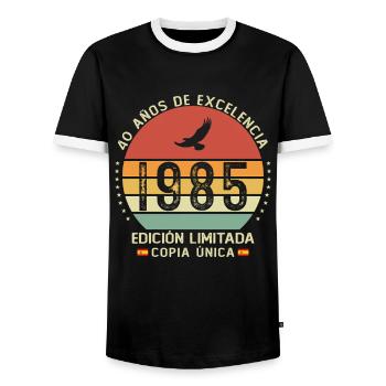 40 Jahre 1985 Vintage Jubiläumsgeschenk - Männer Kontrast-T-Shirt - Schwarz/Weiß - Vorne - AI Model Female 172 light (172cm) & AI Model Male 178 light (178cm)