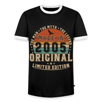 20 Ans 2005 Vintage Retro Cadeau D’anniversaire - T-shirt contrasté Homme - noir/blanc - Devant - AI Model Female 172 light (172cm) & AI Model Male 178 light (178cm)